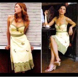 Rare Anthropologie Odille Cherry Festival gingham embroider dress 6